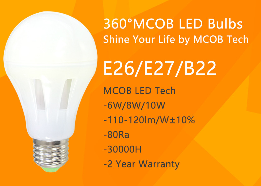 Best LED Light Bulb , 75 - 100 Watt Incandescent Bulbs Equivalent for Home Use , 360° Beam Angle, 1200lm 10W , Dimmable MCOB wholesale