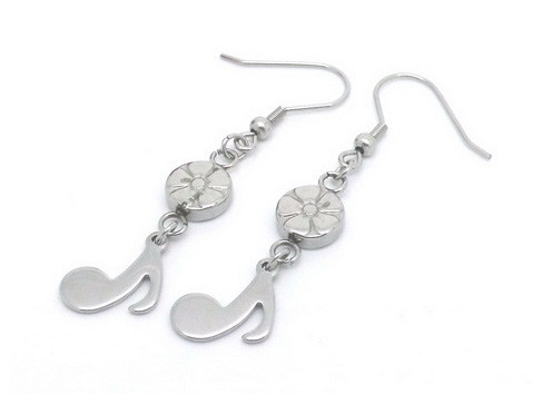 Best Unique Beautiful Stainless Steel Earrings With Flower And Music Note Charms wholesale