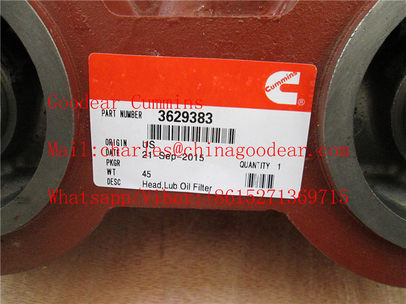 China Chongqing k38/k50 diesel engine lub oil filter head 3629383 for sale
