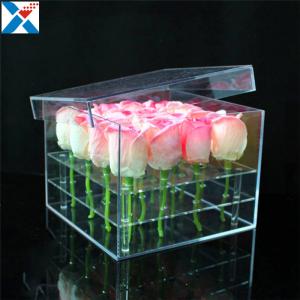 Best Durable Square Acrylic Flower Box Makeup Organizer Rose Storage Cosmetic Case wholesale