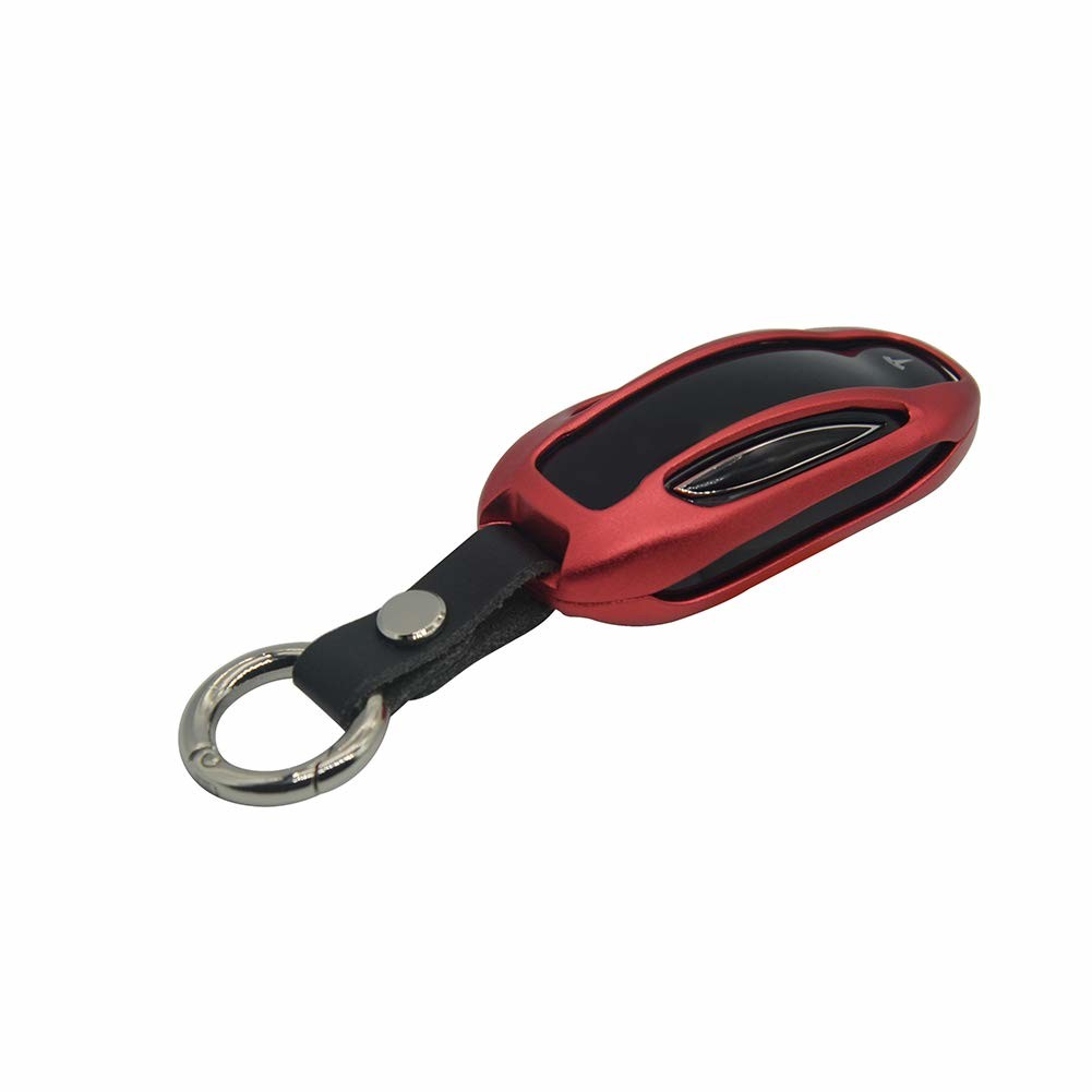 Best topfit Premium Aluminum Metal Car Key Case Shell Cover with Key Chain for Tesla (Red, Model X) wholesale