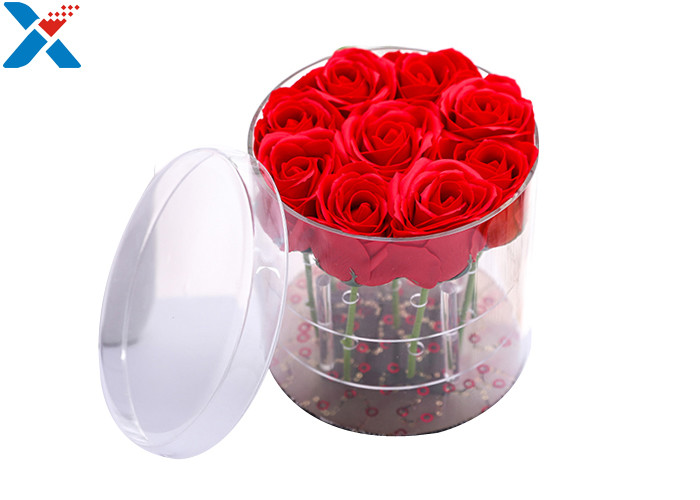 Best Customized Thickness Acrylic Flower Box Round 11 Rose Containers With Lid wholesale