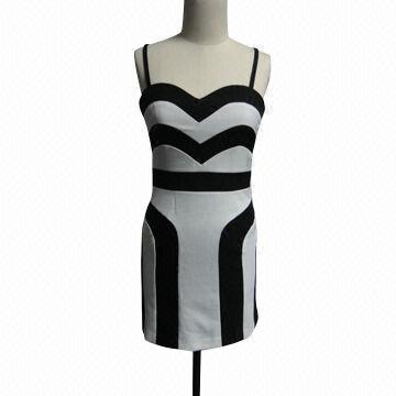 Buy cheap Ladies Fashionable Sexy Spaghetti Strap Fitting Knitted Summer Dress with Black from wholesalers