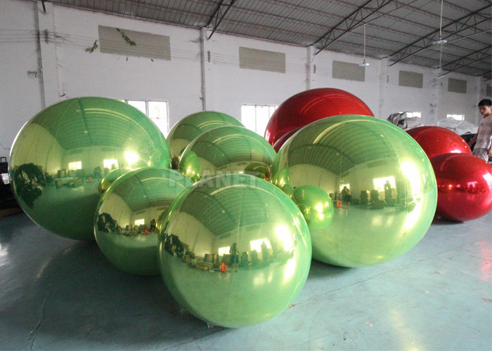 Best Red Green Custom Size Double Layer PVC Inflatable Mirror Ball Hanging Sphere Disco Balls Balloon For Advertising Events wholesale