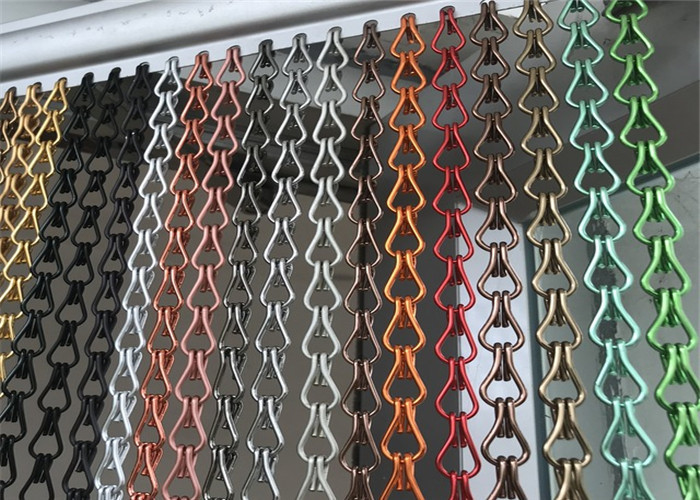 Golden Color Customized 9mm Hole Chain Link Fly Screen Decorative Metal Mesh for sale