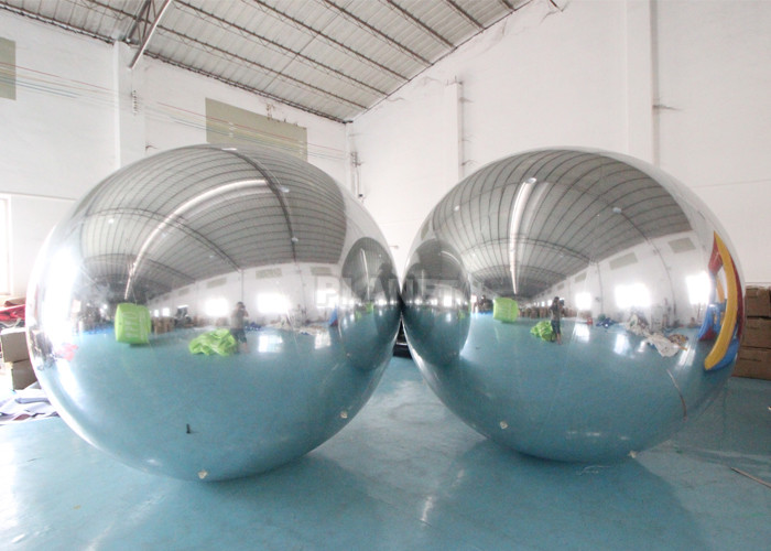 Best Double Layer PVC Silver Hanging Inflatable Floating Advertising Mirror Sphere Ball For Christmas Stage Decoration wholesale