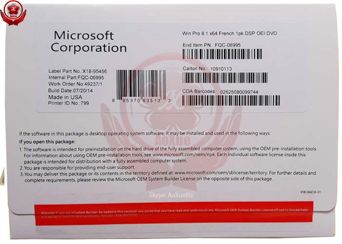 Best Original 32/64 bit Windows 8.1 Pro OEM one DVD & Key Code License wholesale