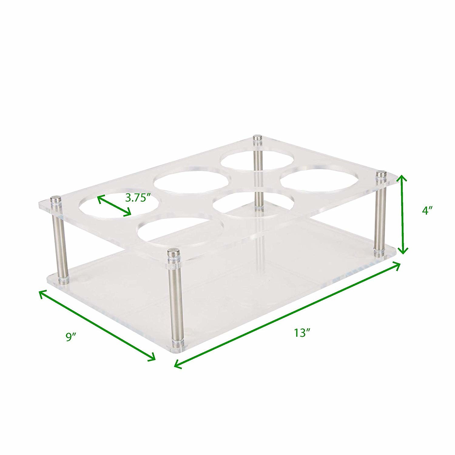 Best 6 Compartment Acrylic Bottle Rack Stand Transparent Chemical Resistance wholesale