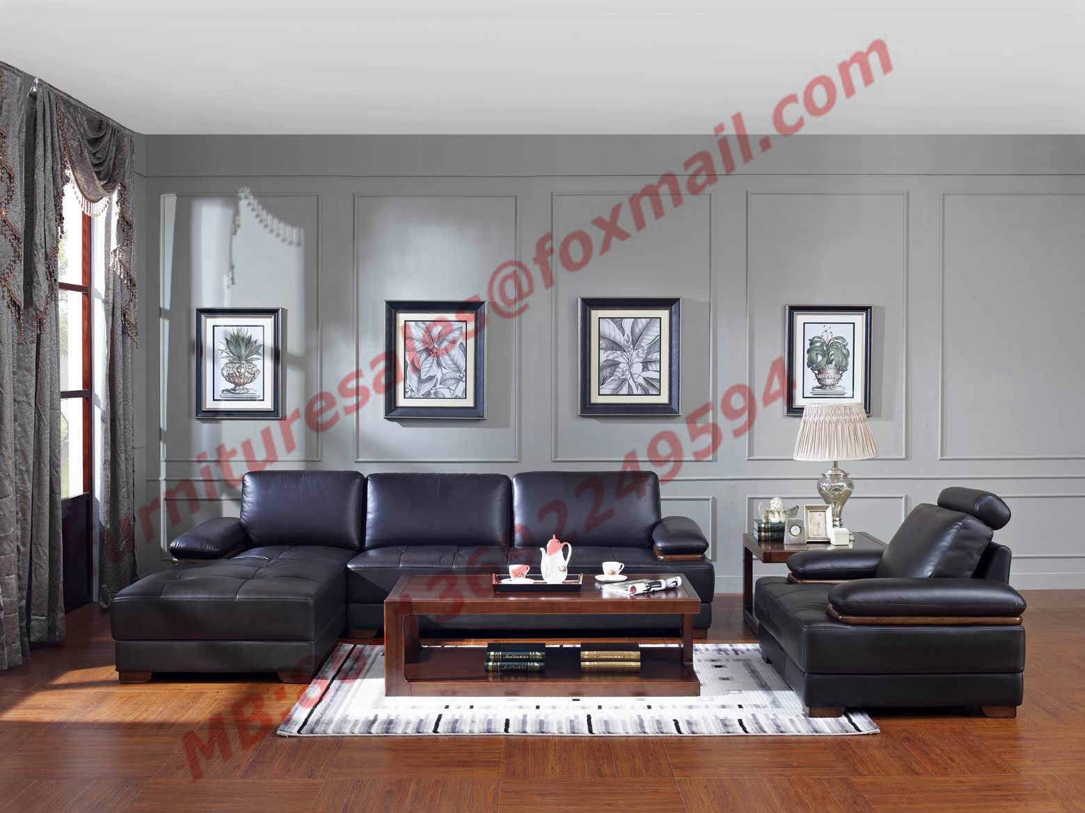 Best Italy Leather Sofa with L-Shape in Wooden Sofa Set wholesale