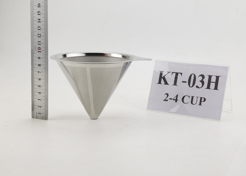 Best 4 Cups Stainless Steel Coffee Dripper , Double Layer Pour Over Coffee Cone wholesale