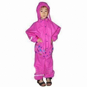 Best Girls' PU Rainwear, Made of 100% Polyester Knitted Fabric with PU Coating wholesale