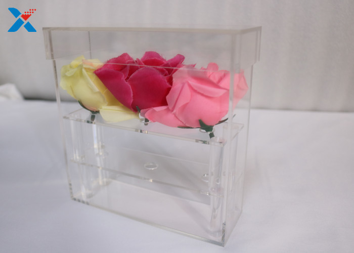 Best 3 Holes Rectangle Acrylic Storage Containers Clear For Fresh / Preserved Flower wholesale