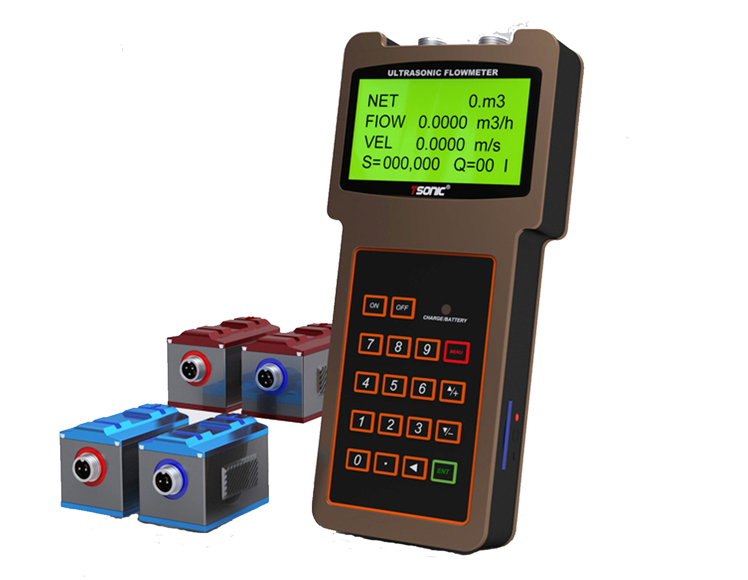 Best Large LCD Display Handheld Flow Meter Bidirectional With Clamp On Transducer wholesale