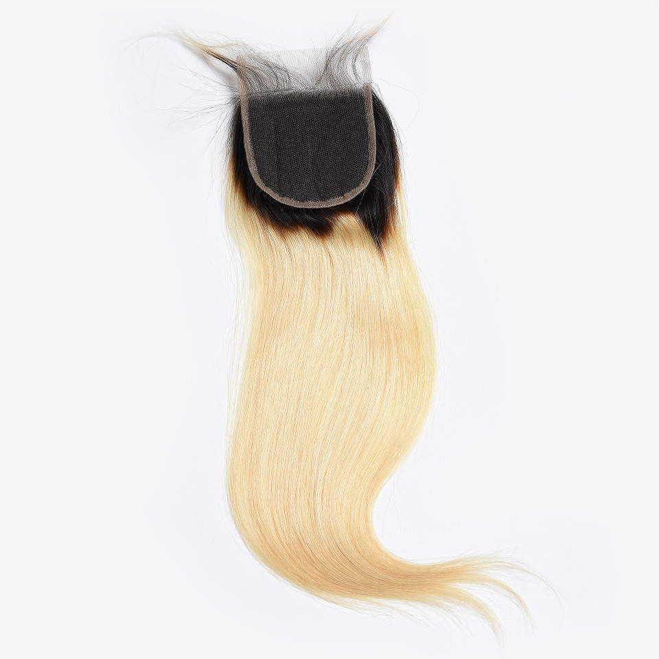 Best 4x4 Brazilian Hair Lace Closure Straight 1b/613 Color 9a Grade 100% Pure Human Hair wholesale
