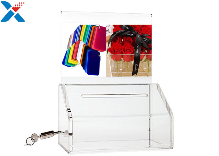 Best Custom Clear Acrylic Sign Holders Transparent Election Ballot Box With Lock wholesale