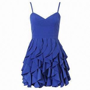 Best Lady's Blue Sexy Spaghetti Strap Fit Cocktail Dress, Made of Cotton Knit, Available in Various Sizes wholesale