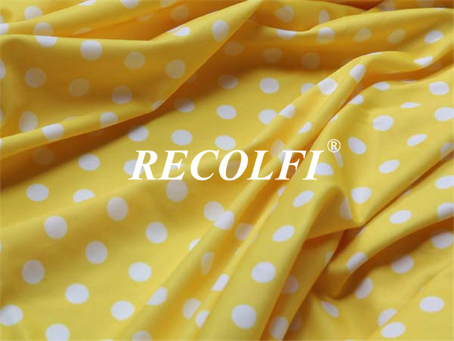 China Yellow Dot Printing Cute Activewear Knit Fabric For Women Kids Yoga Running on sale