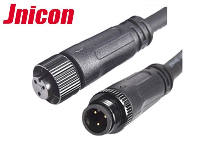 Best Black Wire Waterproof Male Female Connector 10A / 300V 3 Pin Metal Screw Type wholesale