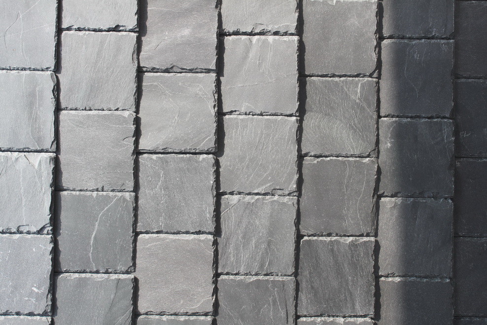 Grey Slate Roof Tiles Natural Stone Roofing Slate with Roof Gutter for sale