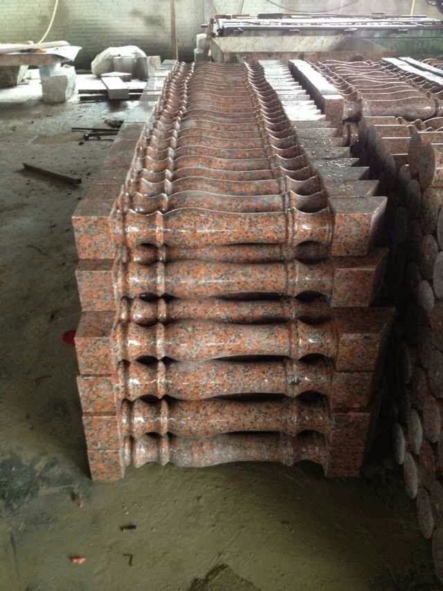 G562 Red Granite Staircase Baluster, Crown Red Granite Balustrade, China Capao for sale