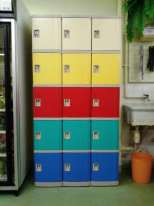 Best Safety / Ventilation Plastic School Lockers Red Door Cabinet Gray 2 Tier Lockers wholesale