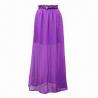 Buy cheap Fashionable Ladies High Waist Purple Chiffon Sexy Long Skirt with Black Leather from wholesalers