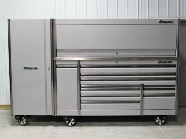 Cheap Snap On Arctic Silver 84" Epiq Tool Box Stainless Top Hutch & Full Size Locker. Whatsapp: +4915175761583 for sale