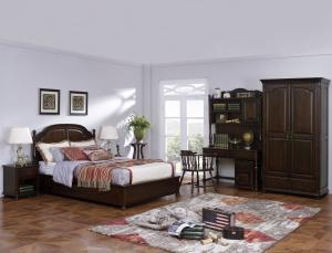 Best American Leisure Antique Design Single bedroom furniture Small bed with writing Desk and Bookcase and 2 door wardrobe wholesale