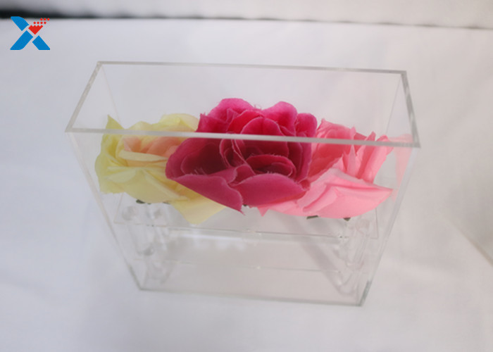 Best 3 Holes Rectangle Acrylic Storage Containers Clear For Fresh / Preserved Flower wholesale