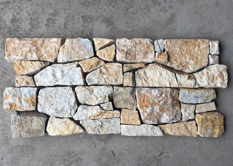 Yellow Slate Z Stone Panel with Steel Wire Back,Thick Slate Stacked Stone for sale