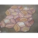 Yellow Wood Sandstone Flagstone Patio Natural Sandstone Pavers Meshed Flagstone for sale