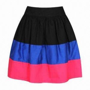 Best Fashionable Multicolor Elasthane Waistband Cotton Ladies' Summer Skirt with Big Hem Line and Lining wholesale