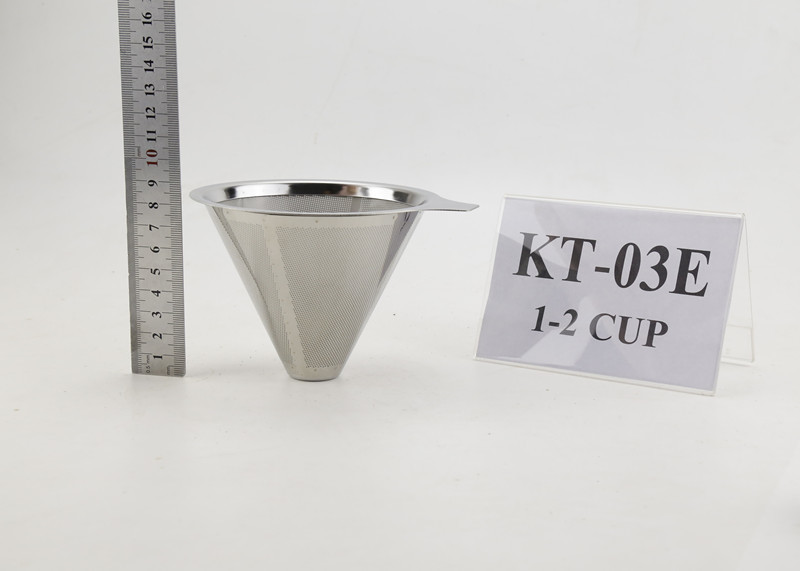 LFGB Standard Paperless Coffee Dripper With Handle , Stainless Steel Coffee Cone