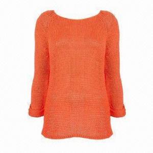 Best Ladies' Fashionalbe Big Round Neck Long-sleeved Winter Loose Pullover Sweater with Orange Yards wholesale
