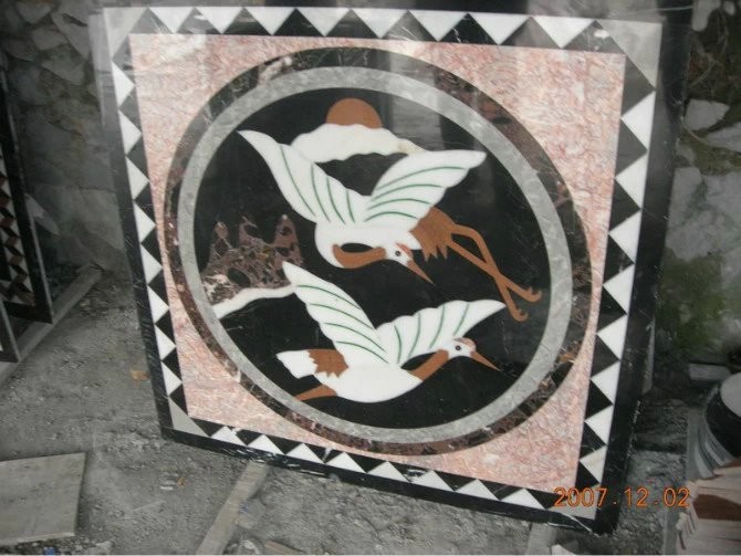 Birds Pattern Marble Waterjet Medallion Floor Tiles, Rectangular Marble for sale