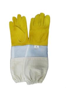 Best Soft Beekeeping Gloves Ventilated Goatskin Yellow Color 180g 4 Type Sizes wholesale