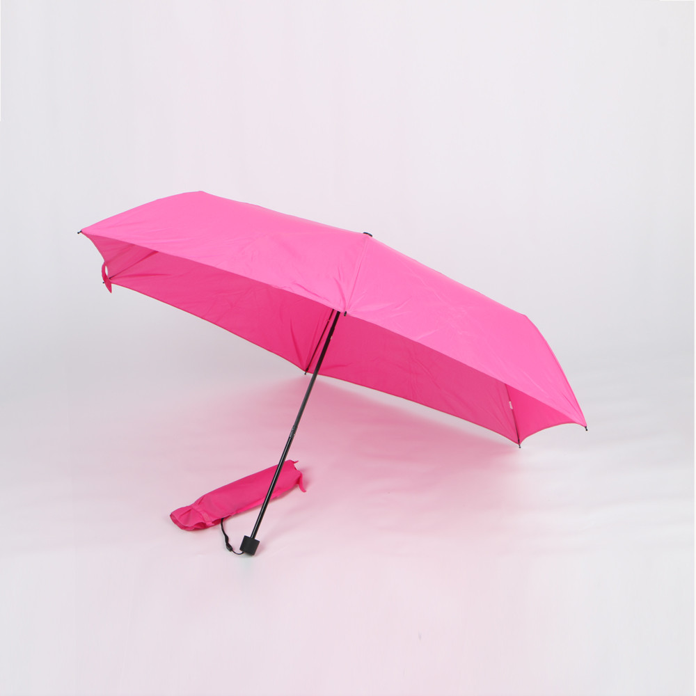 Best Pink Compact Three Fold Umbrella 19 Inch Portable Small Folding Umbrella wholesale