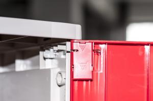 Best Corrosion Proof ABS Plastic Lockers Red Door 5 Tier Lockers With Clover Keyless Lock wholesale