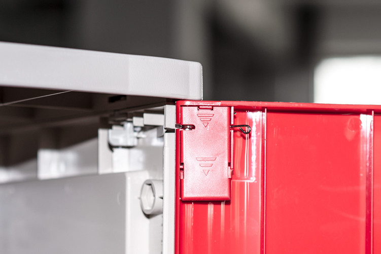 Best Factory Keyless ABS Plastic Lockers 5 Tier Red Door Changing Room Lockers wholesale