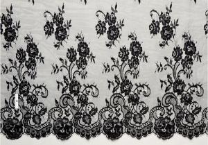 China french lace fabric/eyelash lace fabric/black lace/Swiss Voile Chantilly Lace on sale