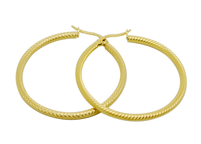 Best 50mm Big Circle Male Hoop Earrings , Stainless Steel Gold Earrings wholesale