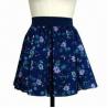 Buy cheap Ladies small flower printed black waist band fashionable/casual summer pleats from wholesalers