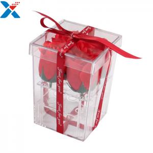 Best Flower Packing Clear Acrylic Box Display Cases Organizer Rose Gift Box With Cover wholesale