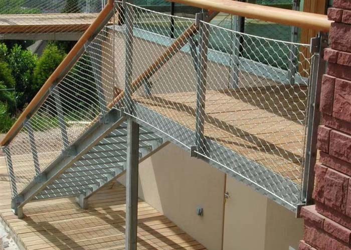 Anti Falling For Mall Woven Rope Mesh Stair Railing Infill Ferrule Cable Net for sale