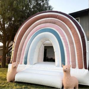Best PVC tarpaulin outdoor party rental Inflatable Rainbow bouncer with slide kids combo bounce house wholesale