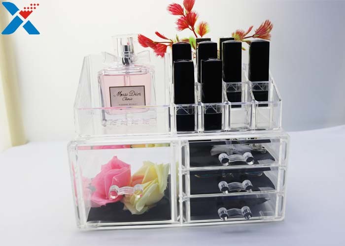 Best Rectangle Acrylic Makeup Drawer Organizer / Acrylic Cosmetic Organiser ROHS Approved wholesale