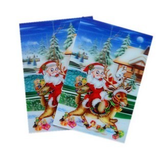 Best Merry Christmas plastic 3d lenticular lens printing sticker flip animation Wall Sticker wholesale