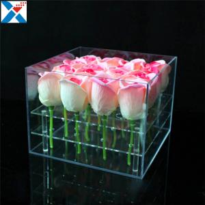 Best Durable Square Acrylic Flower Box Makeup Organizer Rose Storage Cosmetic Case wholesale