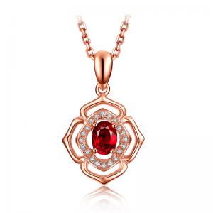 Best Natural Gemstone Gold Jewelry Solid 18k Genunie Diamond And Ruby Pendant Necklace  wholesale