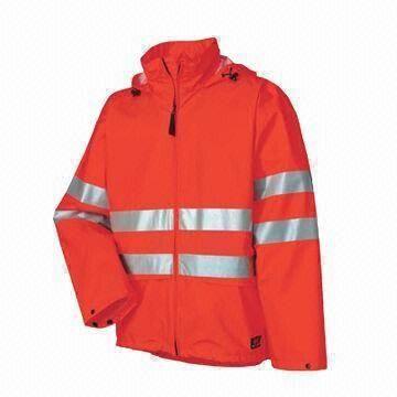 Best Fluorescence Men's Uniform Rainwear/Raincoat with PU fabric, Meets EN471 Standard wholesale
